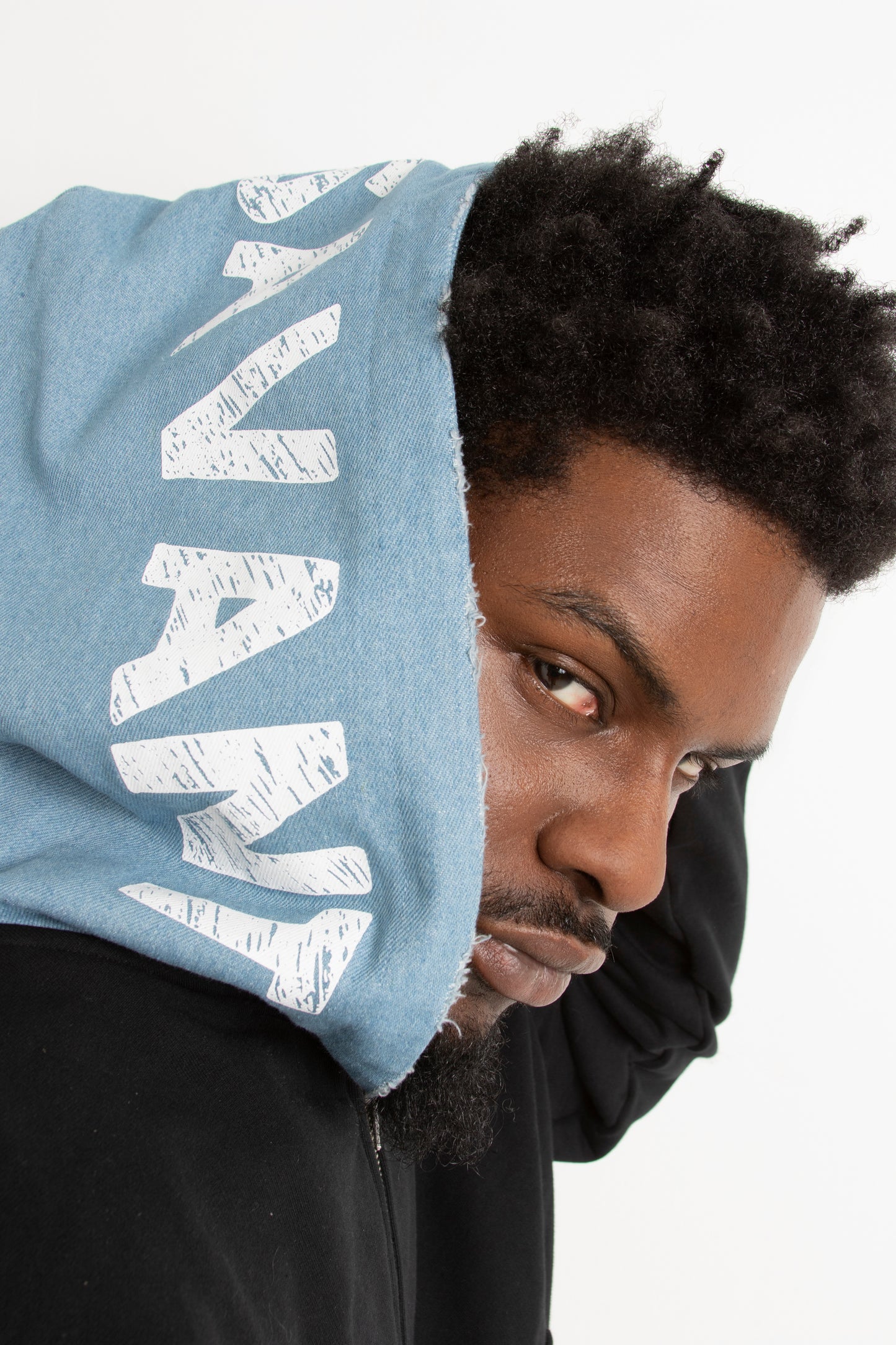 Double zip denim hoodie